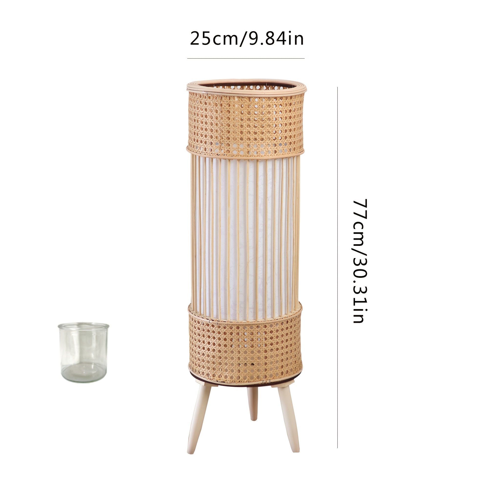 Retro High-End Handmade Rattan Woven Lantern, Creative Columnar Candle Holder, Festive Romantic Atmosphere Decoration, Christmas Decoration, Living Room Bedroom Accent Wind Lantern Ornament