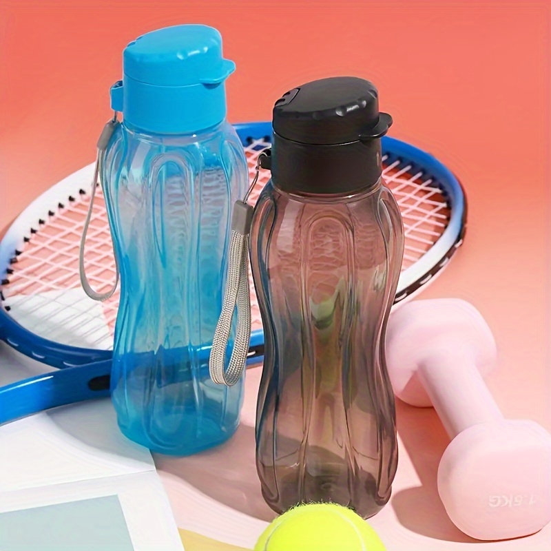 

1pc, 900ml/30.43oz Plastic Sports Water Bottle, Bpa-free Slim Waist Design, Leak-proof, With Wrist Strap For Fitness, Outdoor Activities, Travel - 26cm High, 8cm Diameter