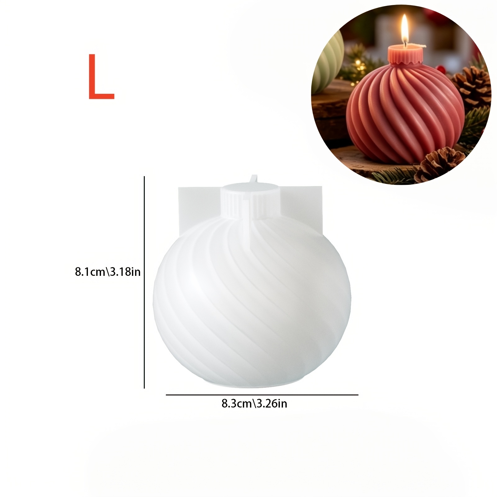 TEMU Resin Silicone Mold, S/l Size Christmas Style Spiral Diagonal Spherical Gypsum Drip Mold, Candle Mold, Christmas Decoration Ornament Mold, Very