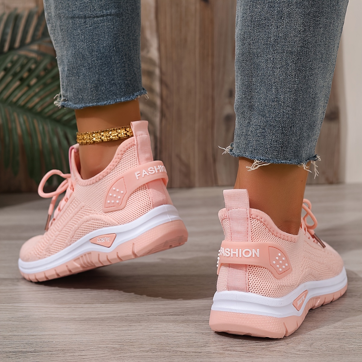 Women's White Breathable Mesh Running Shoes - Comfortable Low-Top Sneakers with Rubber Sole for Travel, Vacation & Casual Wear, Sleek Shoe Design | Cushioned Support