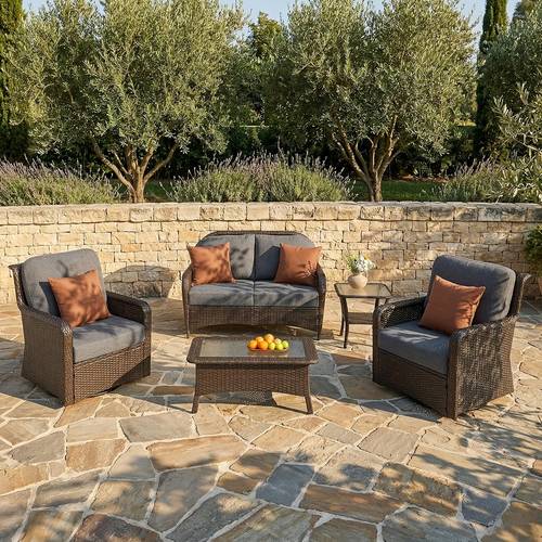 premium outdoor wicker swivel rocker chair featuring 360 swivel and rocking motion elegant patio rattan chair with thick gray cushions for deck backyard porch garden brown gray