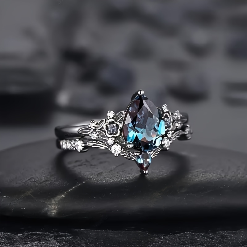 2Pcs Set Fashionable Elegant Light Luxury Womens Ring Floral