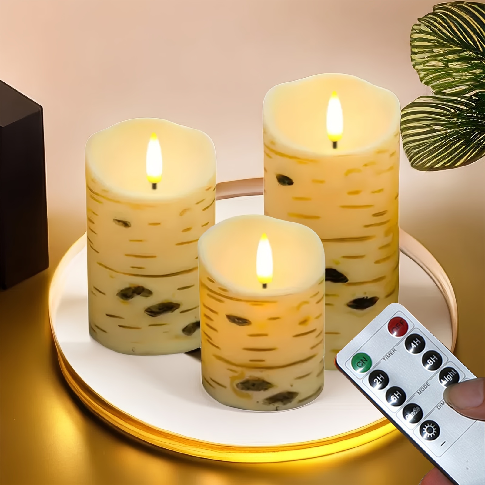 Set Di 2 Candele Senza Fiamma, A Lunga Durata, Avorio Scuro, 10,16 Cm X  15,24 Cm Grandi, Candele A Pilastro A LED Tremolanti A Batteria Con  Telecomand