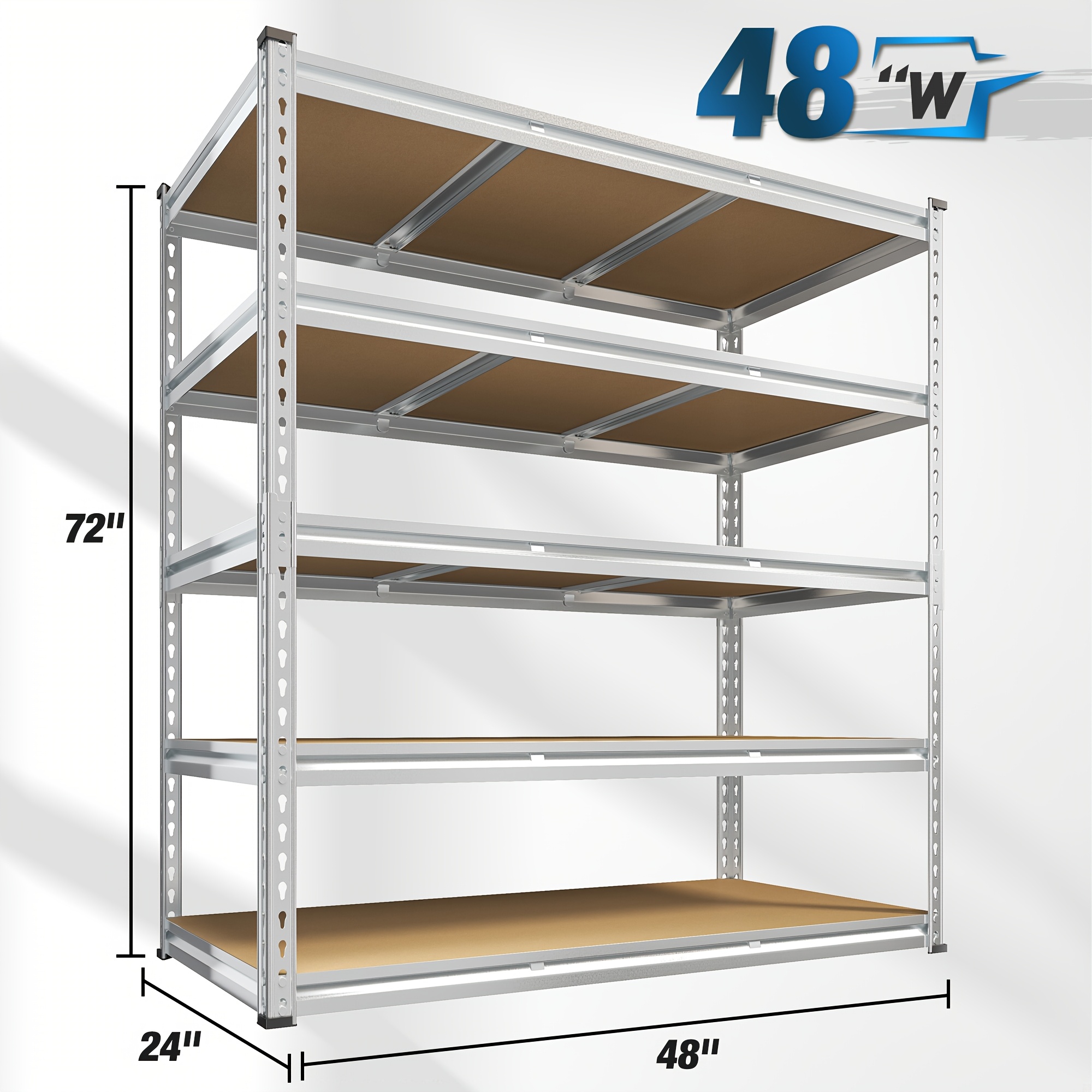TEMU Reibii Garage Shelving, 5 Tier Storage Shelves Load 3020lbs, Adjustable Garage Shelving Heavy Duty, Metal Shelves Unit For Basement, Warehouse,