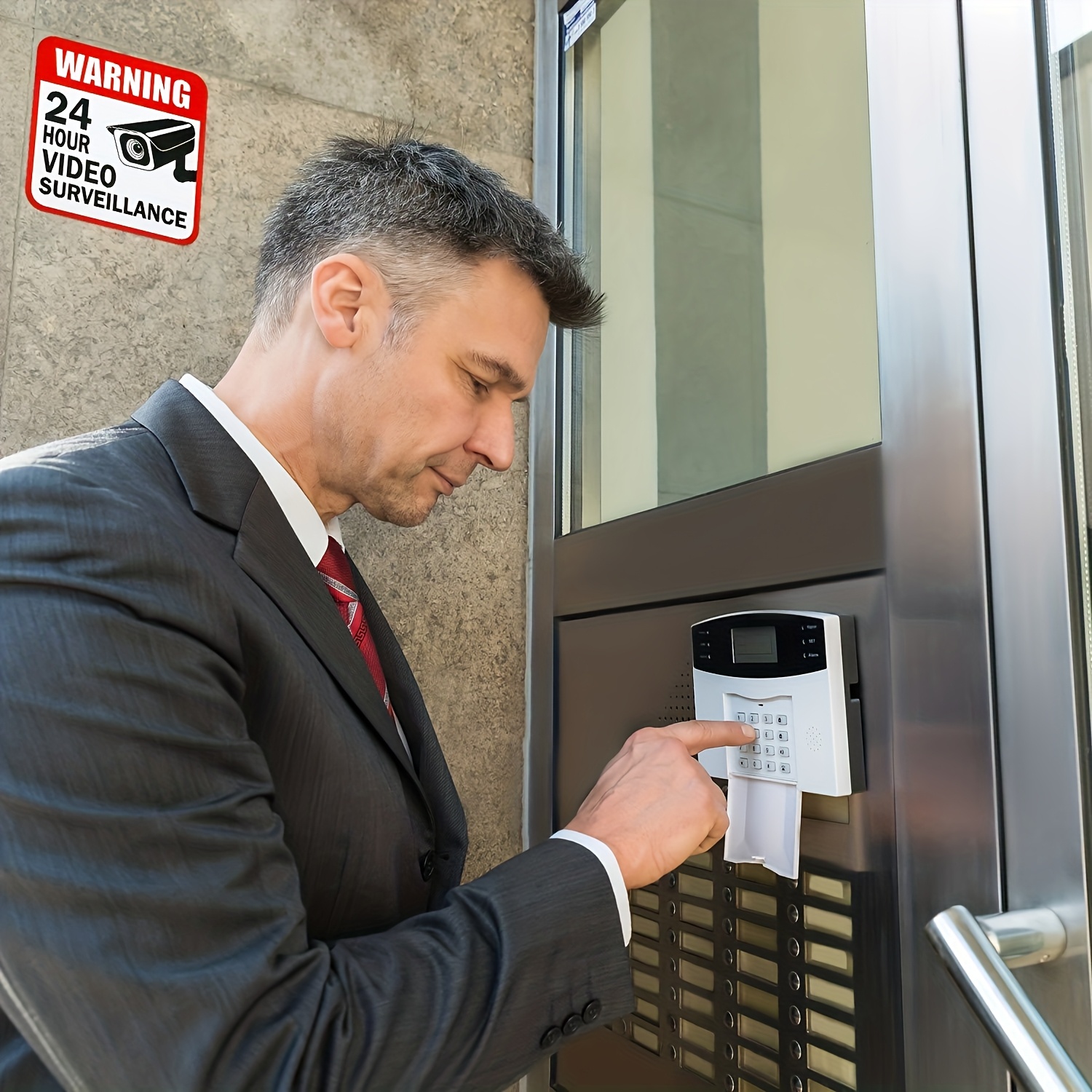 TEMU 8 Piezas de Calcomanías de Advertencia de Vigilancia de 24 Horas de 3.93 Pulgadas - Etiquetas de Seguridad para Puertas y Ventanas del Hogar,