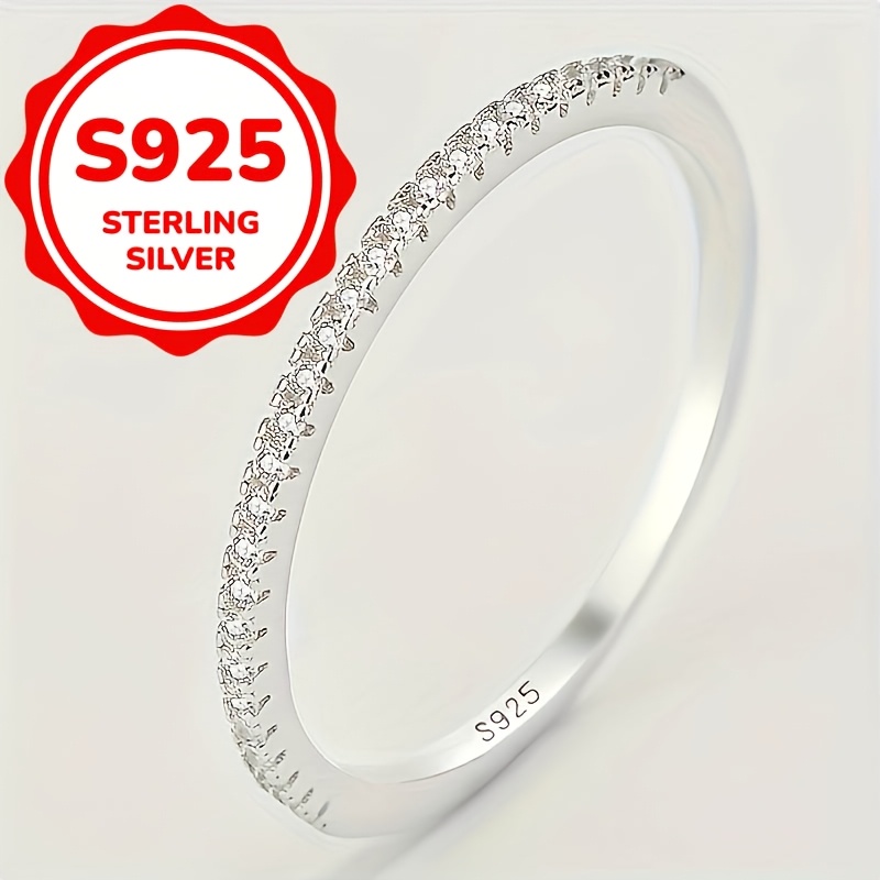 

Bague Simple en Argent 925 à Rangée Unique Demi-Cercle pour Femmes, Bijou de Mariage au