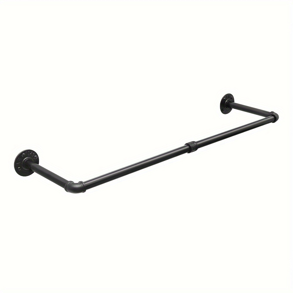 1pc Wall-mounted Clothes Hanger 100cm Wall-mounted Clothes Hanger Industrial Tubular Clothes Hanger Black