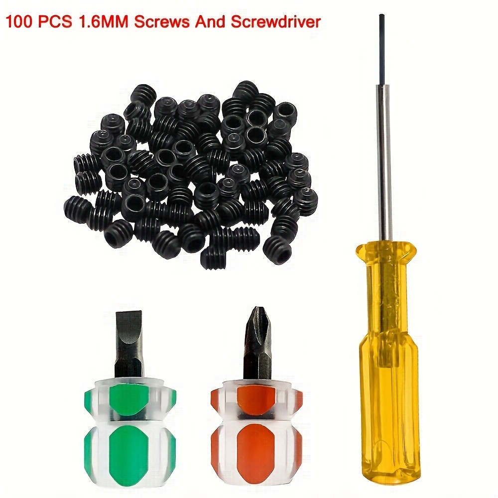 TEMU Kit d'outils de réparation de couture, tournevis hexagonaux et 100 vis hexagonales 1.5/1.6MM, 2 tournevis cruciformes, pour ajouts de machines à