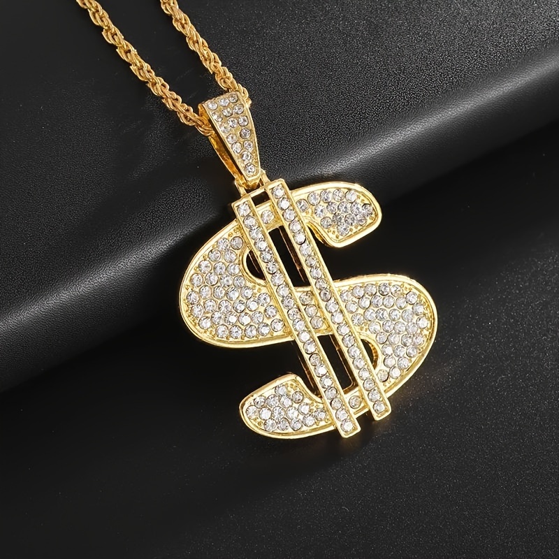 Image of 1pc Men' & Women' Dollar Sign Pendant Necklace - -free Suitable For Daily Wear & Parties, Minimalist Dollar Symbol, Versatile Accessory For Casual Or Professional Outfits (no Coating)