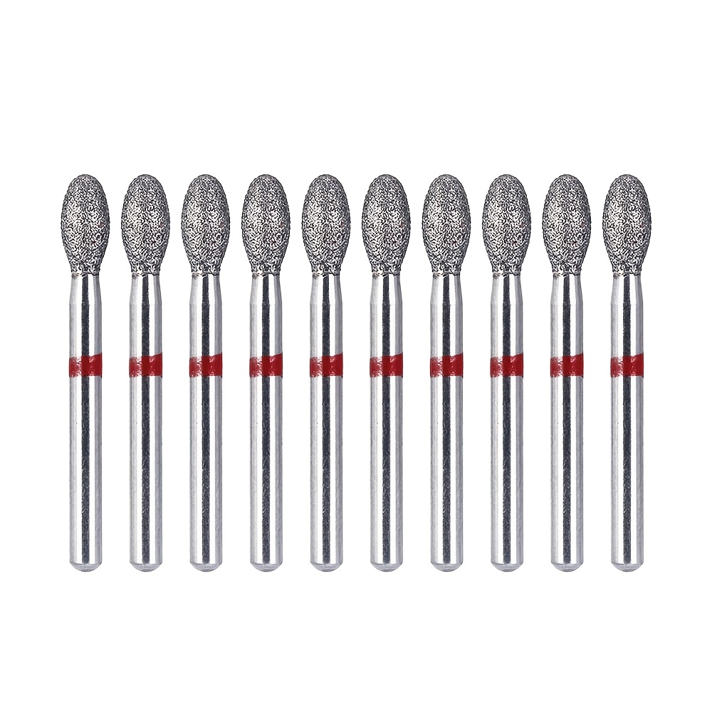 Image of 10pcs/box Diamond Emery Grinding And Polishing Burrs, Football-shaped Fine Grinding Heads