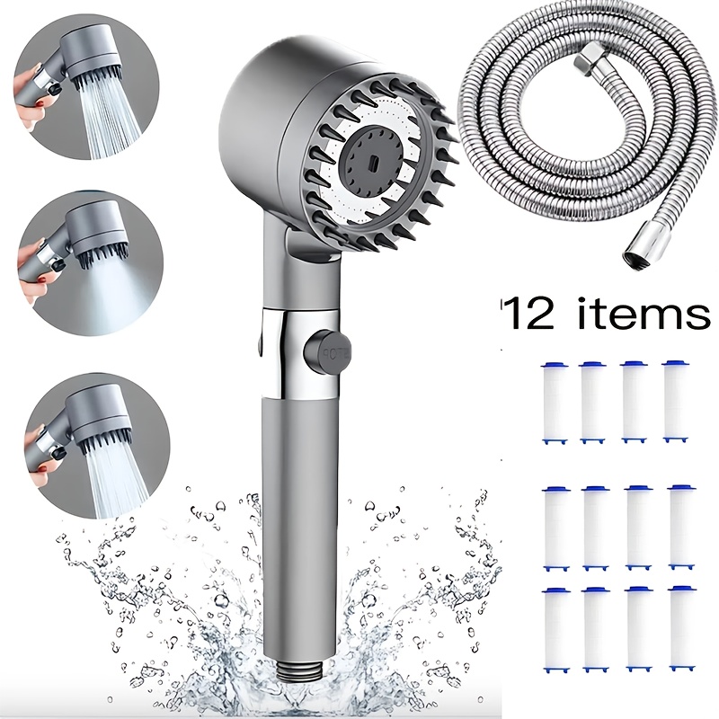 Pressure Massage Shower Head With 3 Levels And 12 Filter Elements