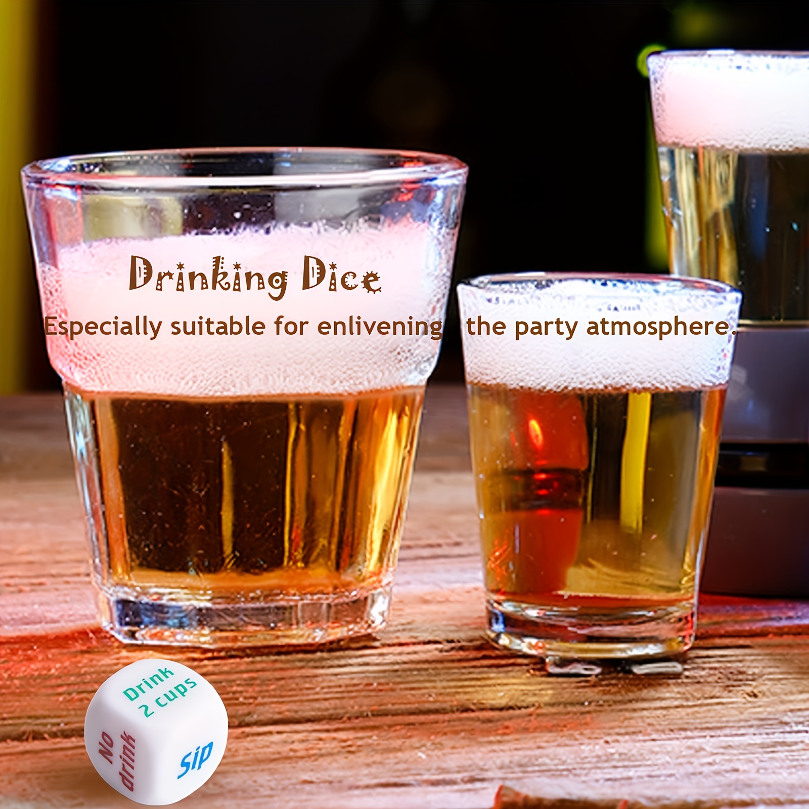 1pc, 3pcs, 6pcs Drinking Dice Set for Party Games