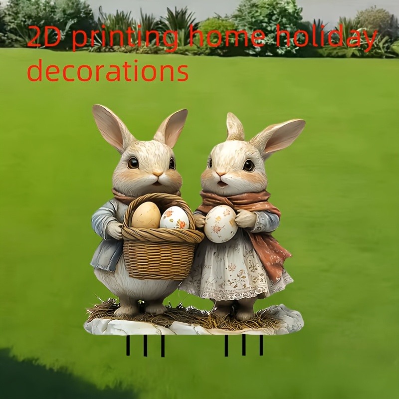 

Piquet de jardin en acrylique imprimé 2D, style bohème, 1 pièce, motif lapin de Pâques, décoration en polyvalente sur le thème des animaux pour , la pelouse et le jardinage, cadeau pour les fêtes.