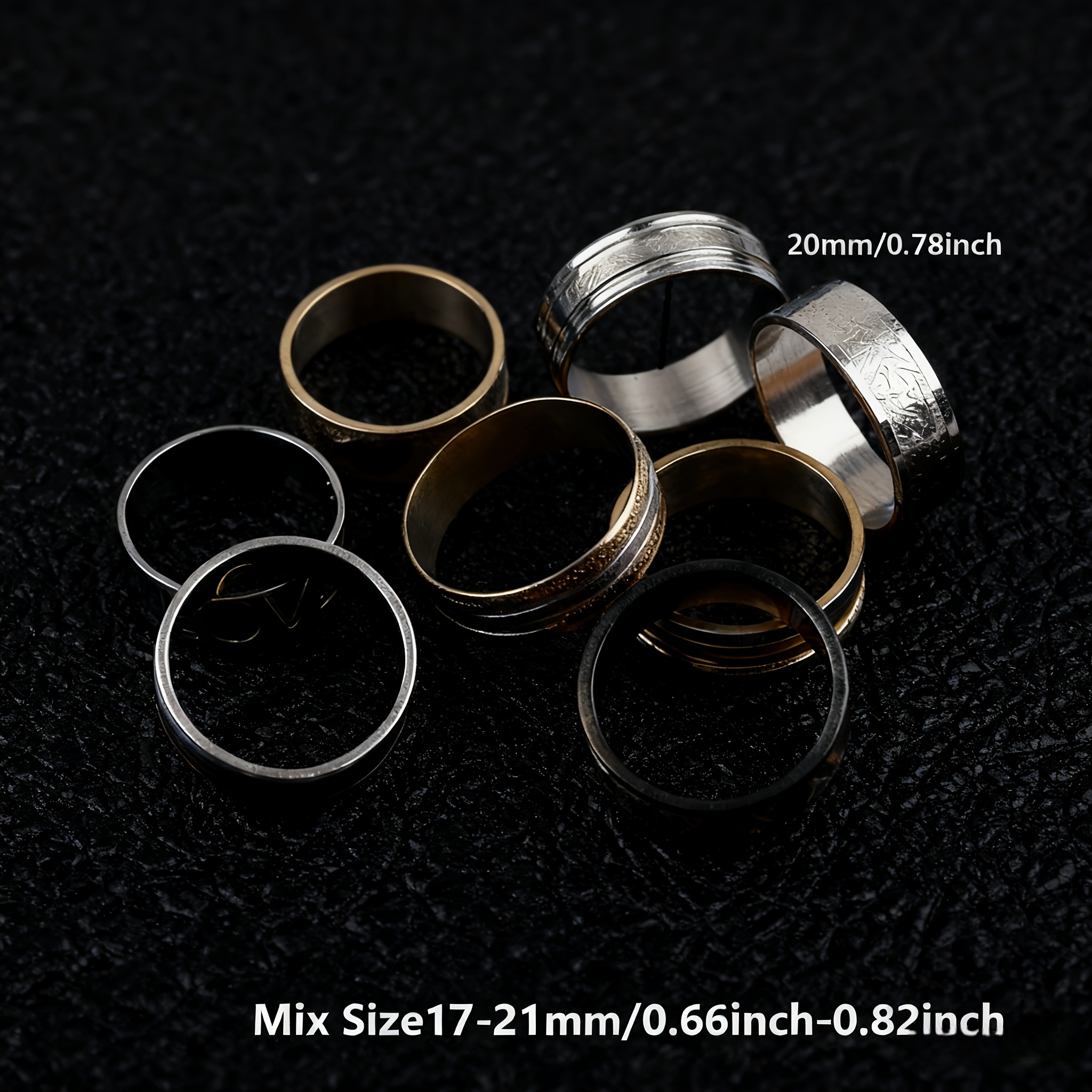 16pc Fashion Trendy Stainless Steel Rings, Mixed Styles