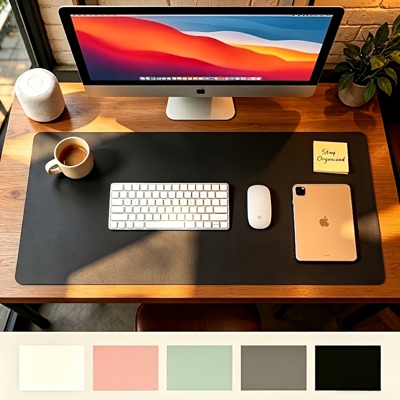 TEMU Artificial Leather Keyboard And Mouse Pad, Suitable For Gaming And Office Use, Non-slip Soft Desk Mat, Home Computer Desktop Protector