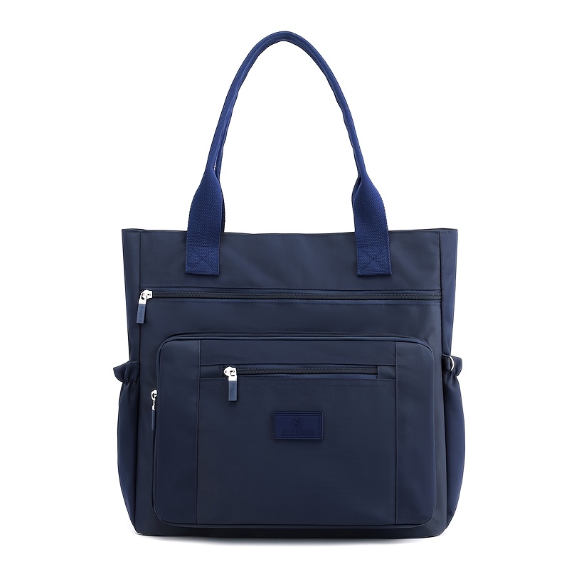 TEMU Solid-color Minimalist Stylish Women's Shoulder Bag, Korean-style Easy Casual Large-capacity Handbag Tote Bag With Zipper. Product Labels And