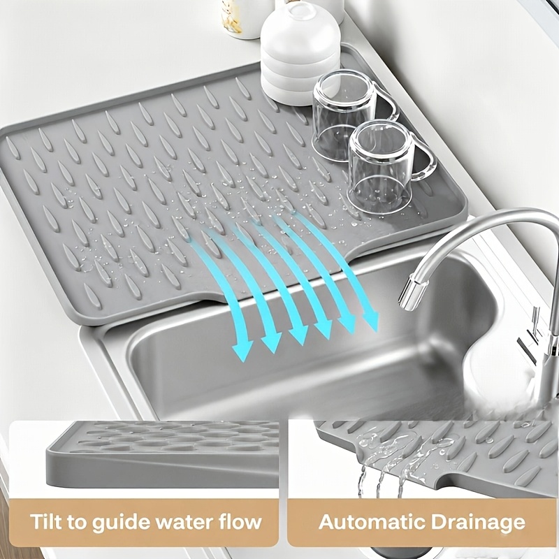 TEMU Appker Non-slip Kitchen Draining Mat, Drying Mat; Features A Built-in Drainage Design, Is Heat-resistant And Easy To Clean; Suitable For