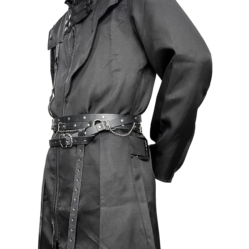 medieval faux leather metal chain waist belt vintage - Temu  display picture 1