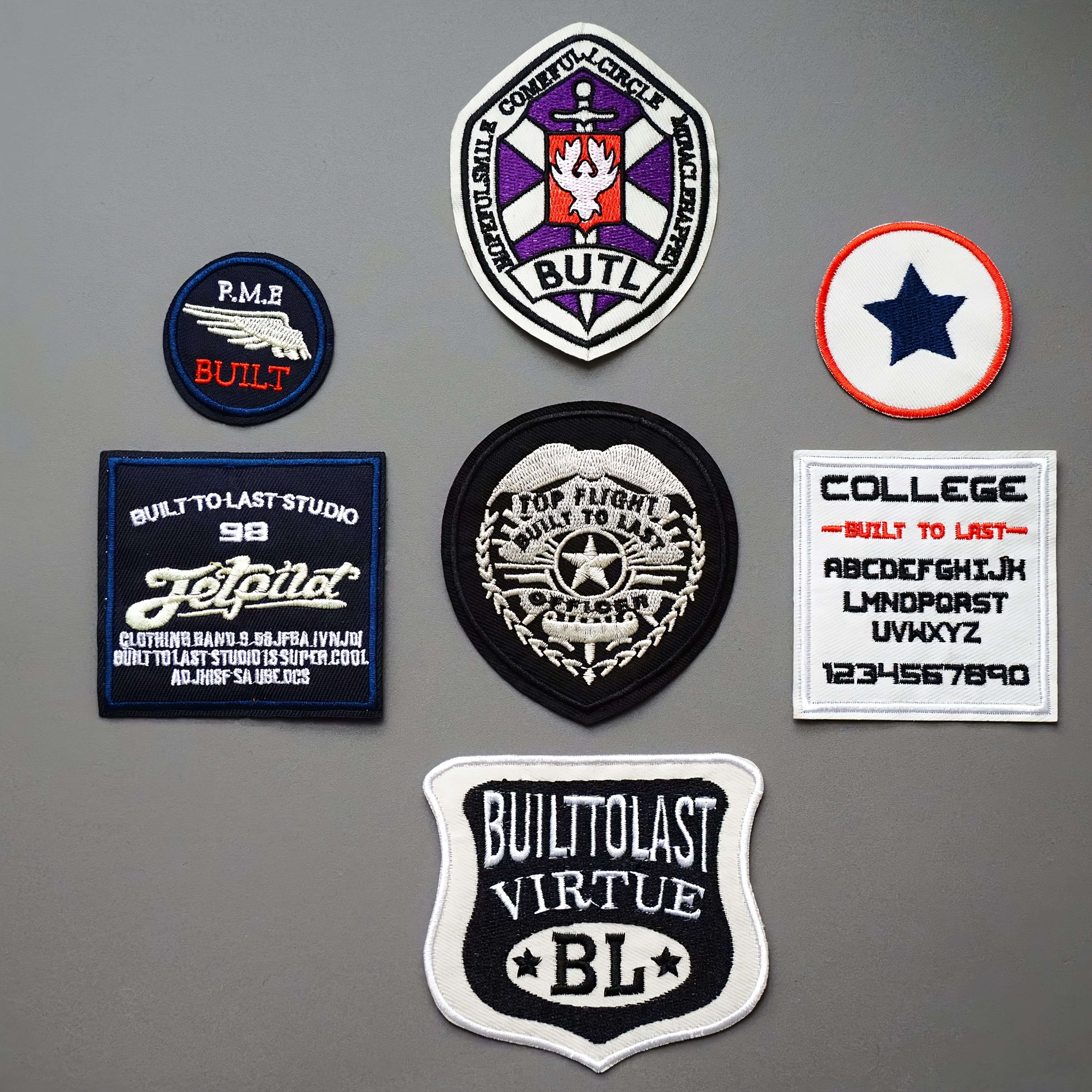 TEMU 7pcs Shield And Star Theme Embroidered Patches, Retro Badge Style, College Style, Iron-on And Sew-on Patches, For Crafts, Clothes, Bags, Hats,
