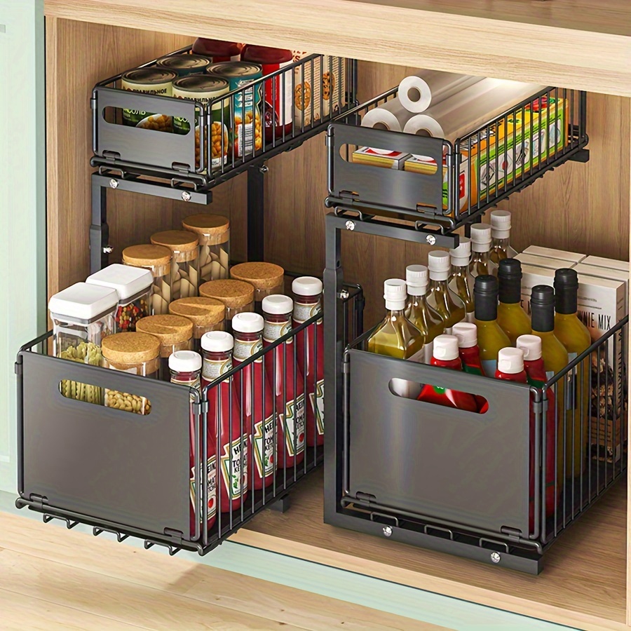Under-Sink Organizer, Two-Tier Sliding Cabinet Shelf for Storage