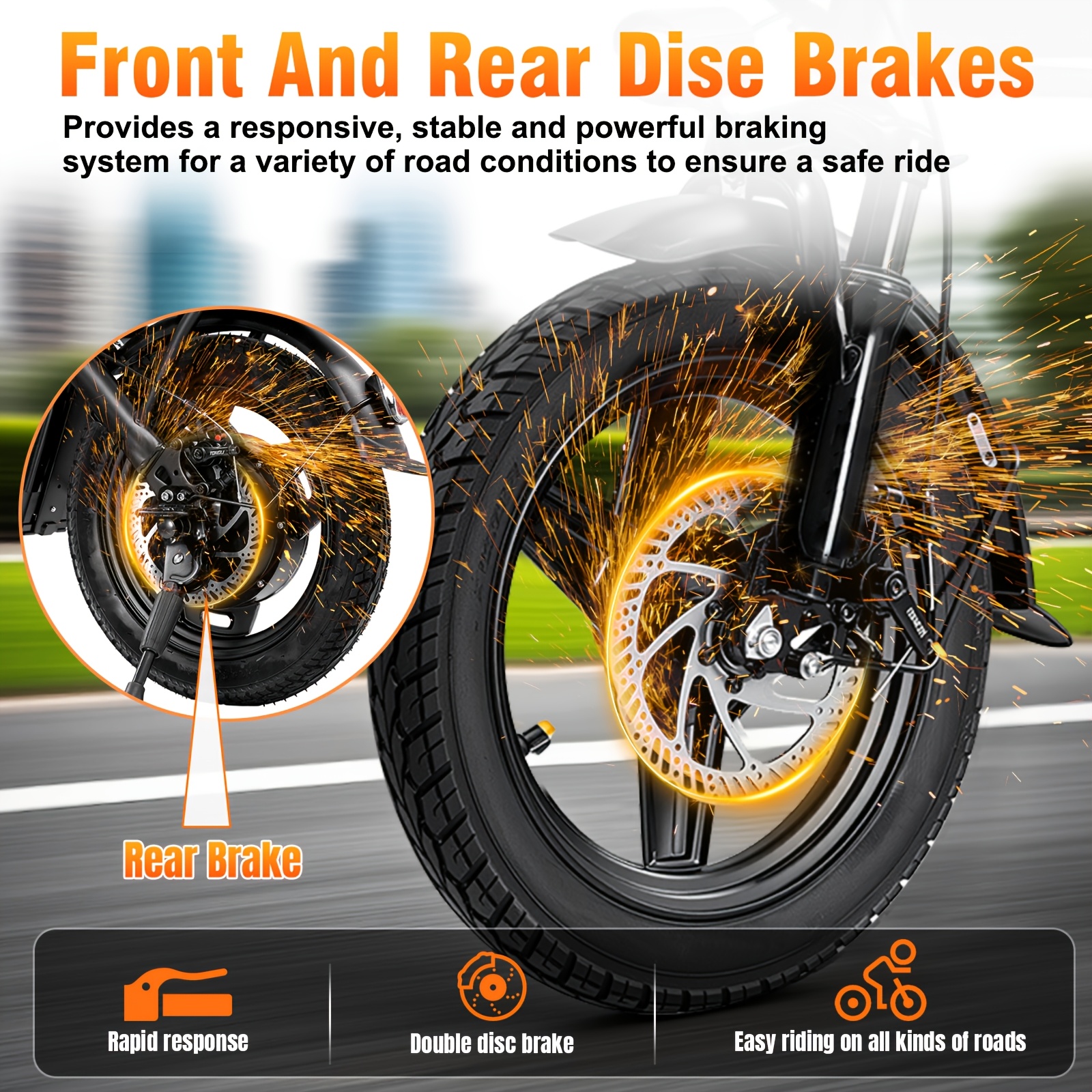 14 Inch Folding Electric Bike with 500W Motor, Portable Commuter Bicycle, Speeds 15-24 MPH