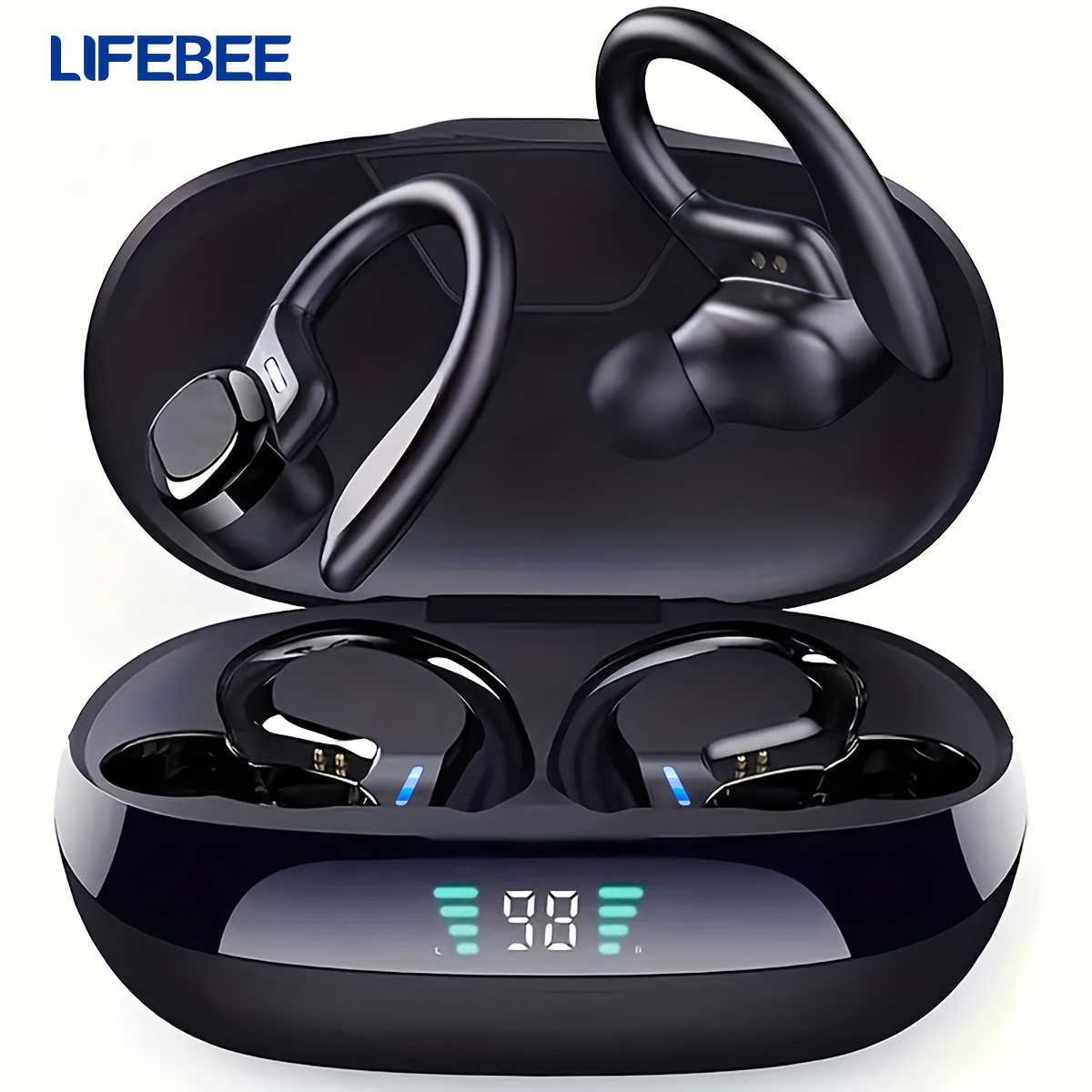 Image of Lifebee New Wireless Earbuds For Running Sports, Wireless Earphones With Earhooks, Headphones With Dual-led Display, Headset Built-in Microphone