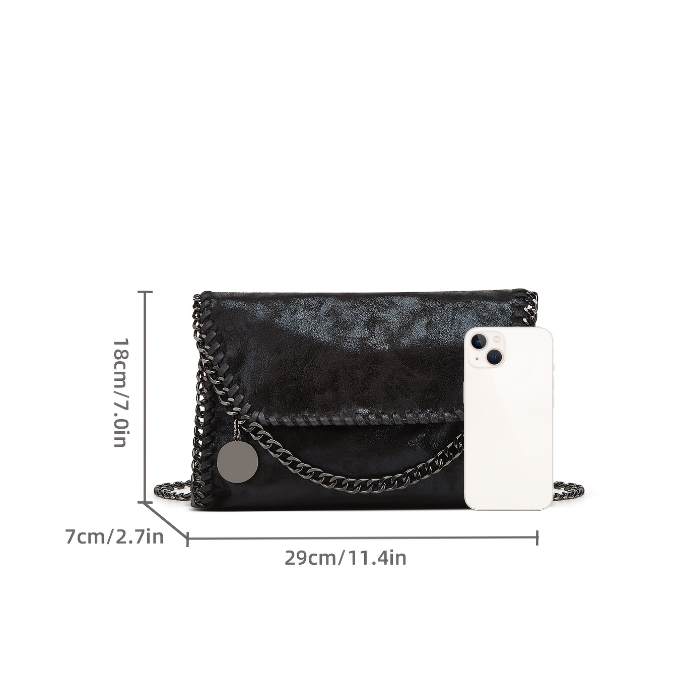 【日常の快適さ】女性用ブラックショルダーチェーンクロスボディバッグ1個 - 柔らかい手織りポリエステル製、 クロージャー付き、おしゃれで多目的の毎日の使い方に最適、ミニマリストハンドバッグ、小型クロスボディバッグ 商品詳細 3