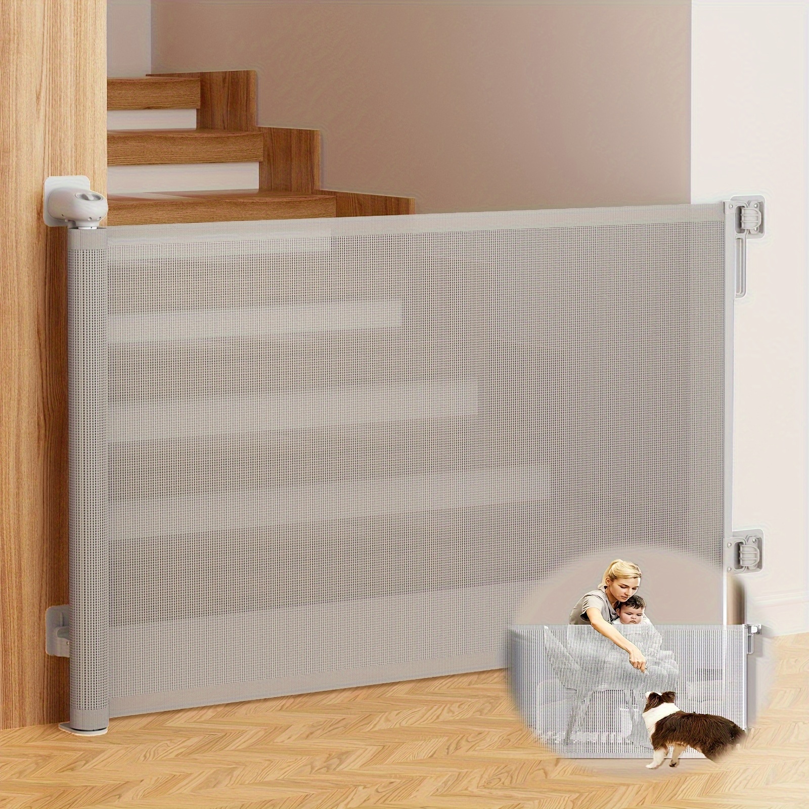 Mesh Expandable Baby Fence Retractable Baby Gate Expandable Gate