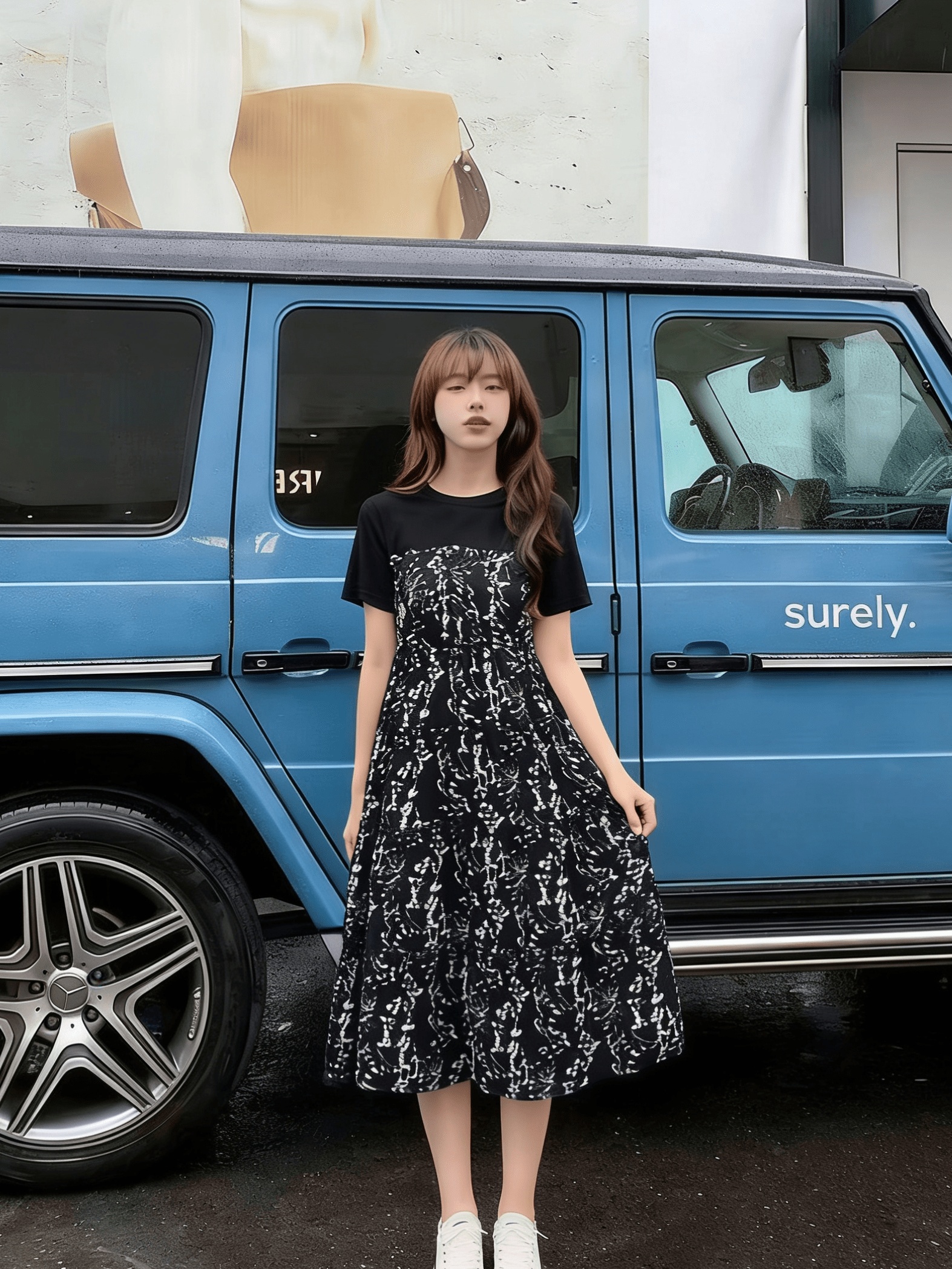 korean style loose dress new summer floral mock two piece dress korean style loose