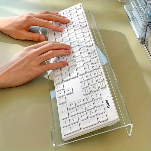 1pc acrylic keyboard stand compact desktop lifter for keyboard and mini pc space saving design for modern keyboard wrist rest keyboard stand keyboard tray