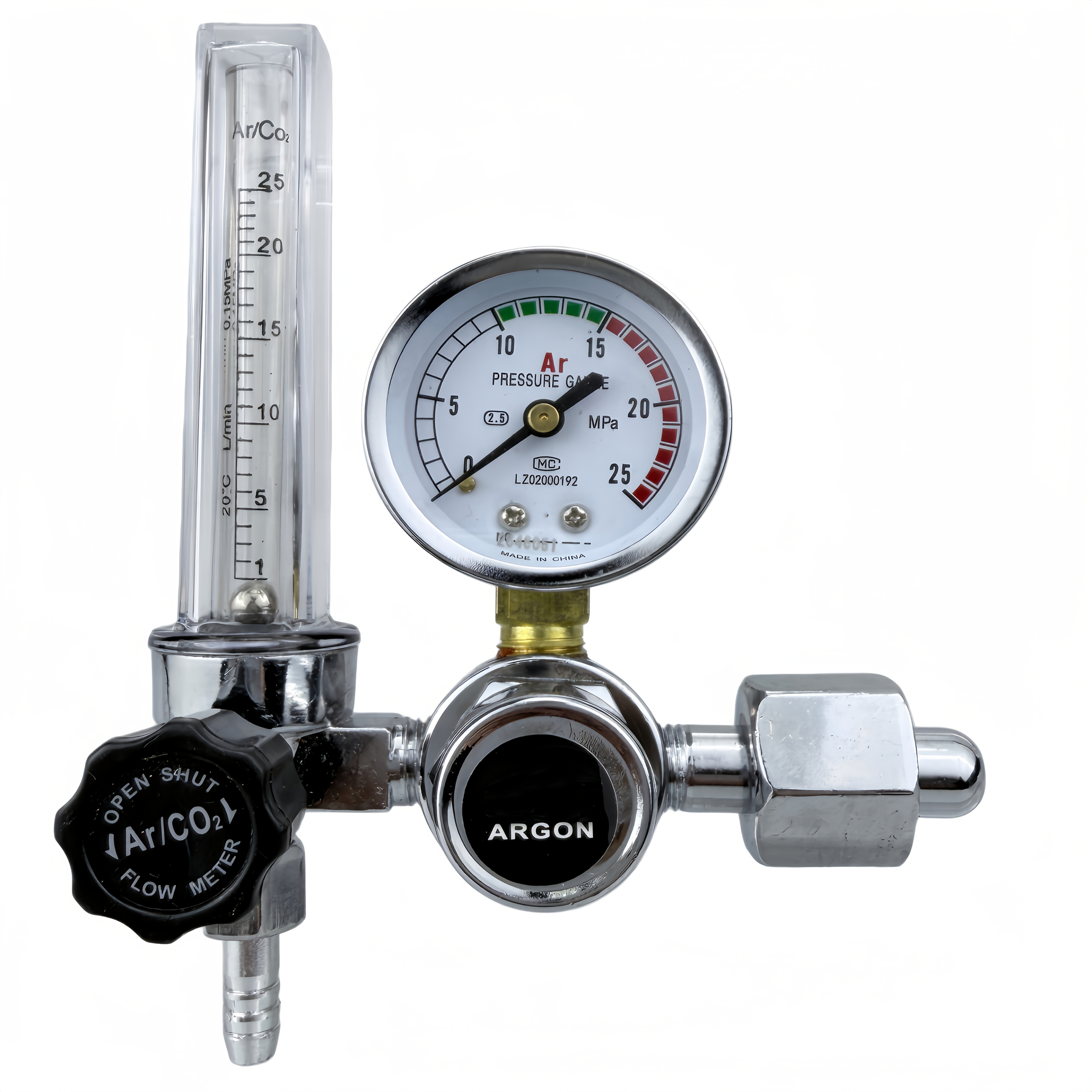 Image of Argon Regulator, G5/8 Interface Argon Gauge Pressure Regulator, Air Pressure Regulator With Flow Meter And 0 To 25 Mpa Gauge For Mig Tig Welding