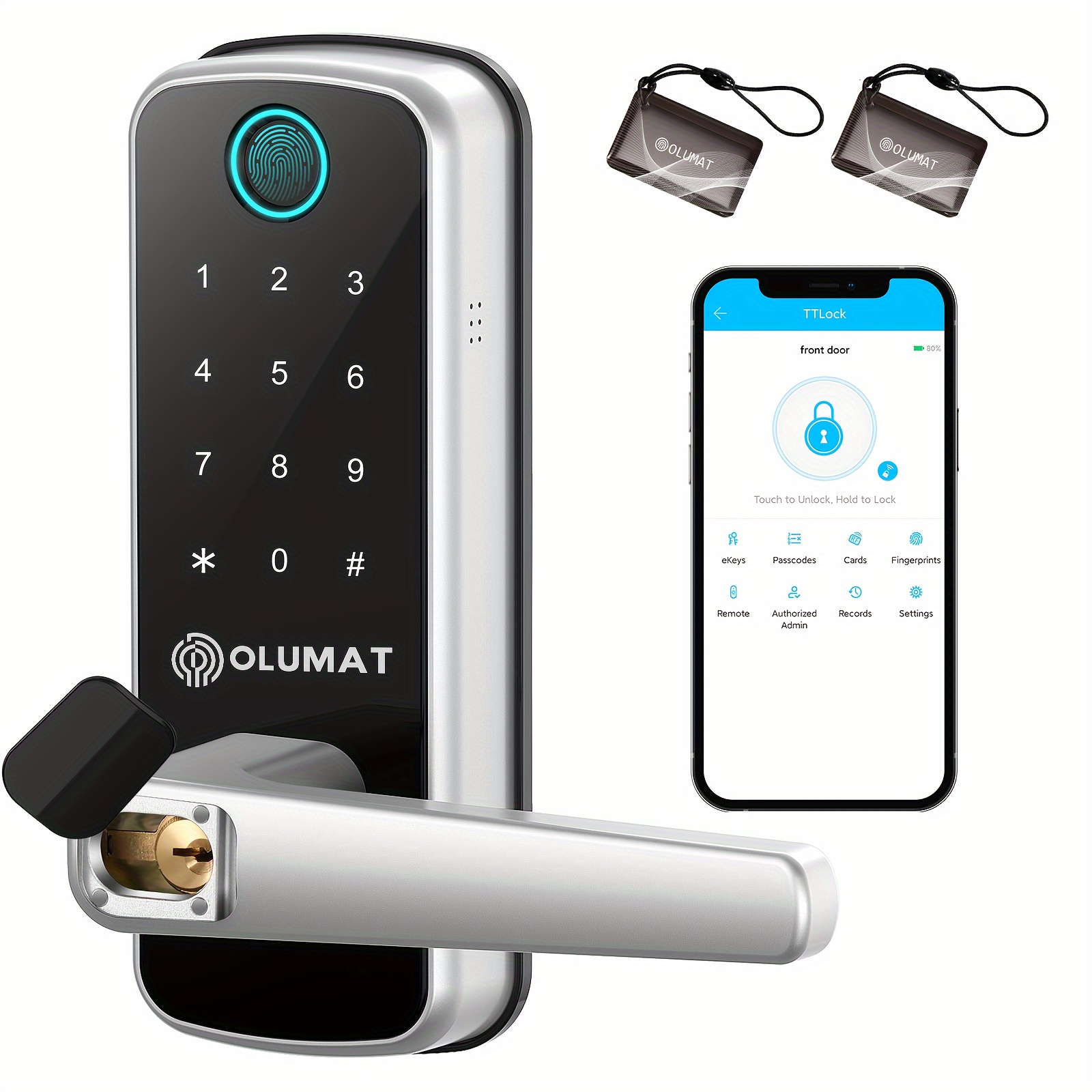 

Smart Door Handle Lock With Keypad:fingerprint Lock - Keyless Entry Door Lock For Front Door - Digital Door Lock - Wifi Door Lock With App - Genarate Passcode Remotely - Diy Installation