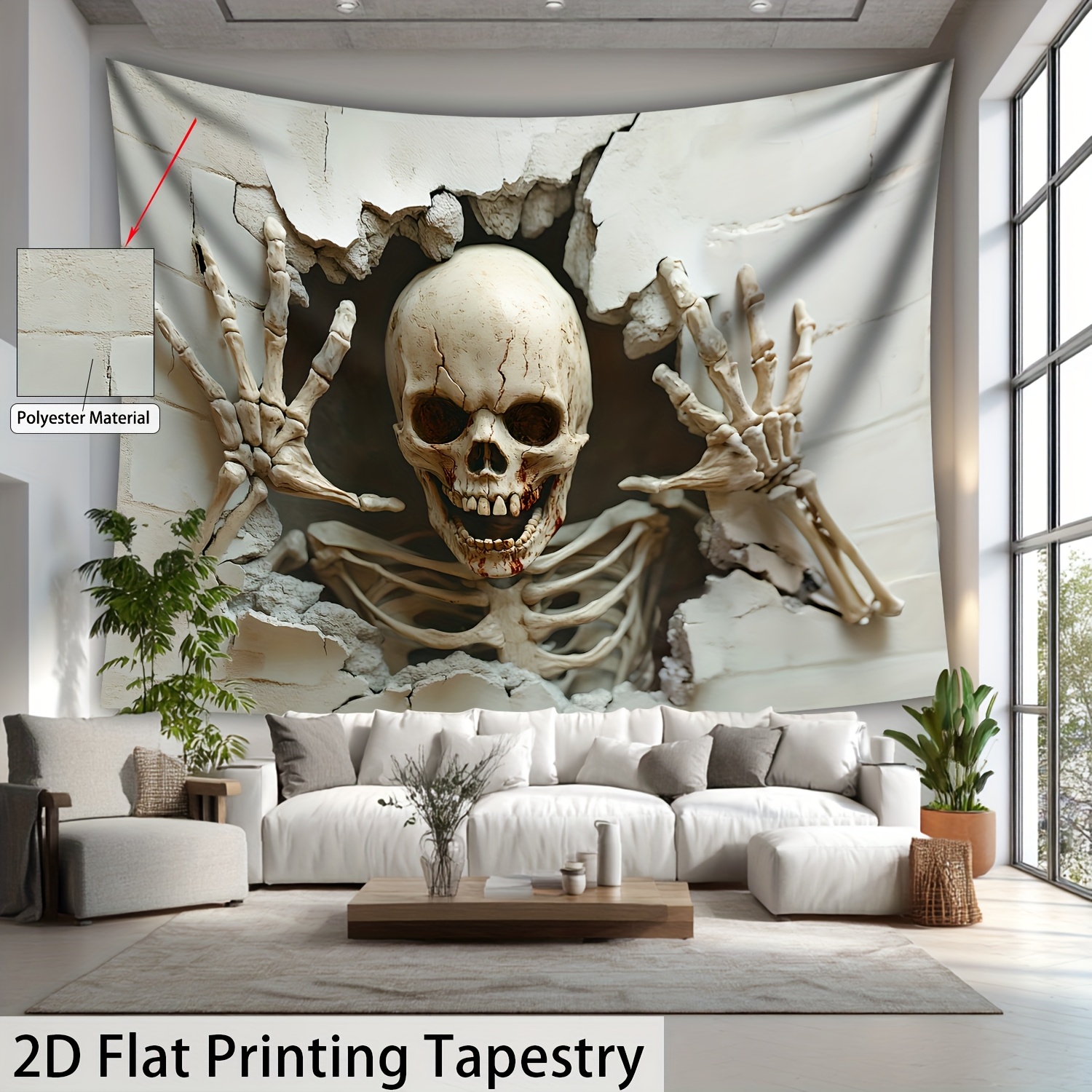 Halloween Skelett Wandteppich Hd Digitaldruck Polyester Deko_voghion.com