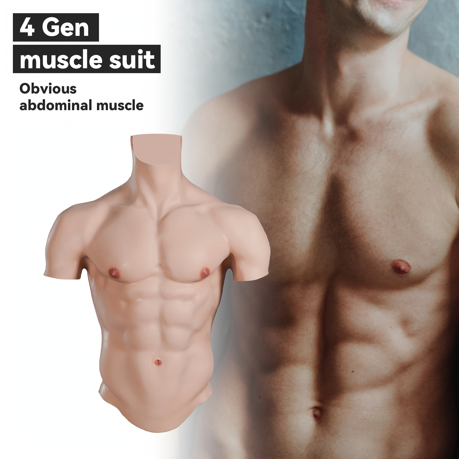 Cuaibb Realistic Silicone Muscles Male Bodysuit Chest - Temu Canada