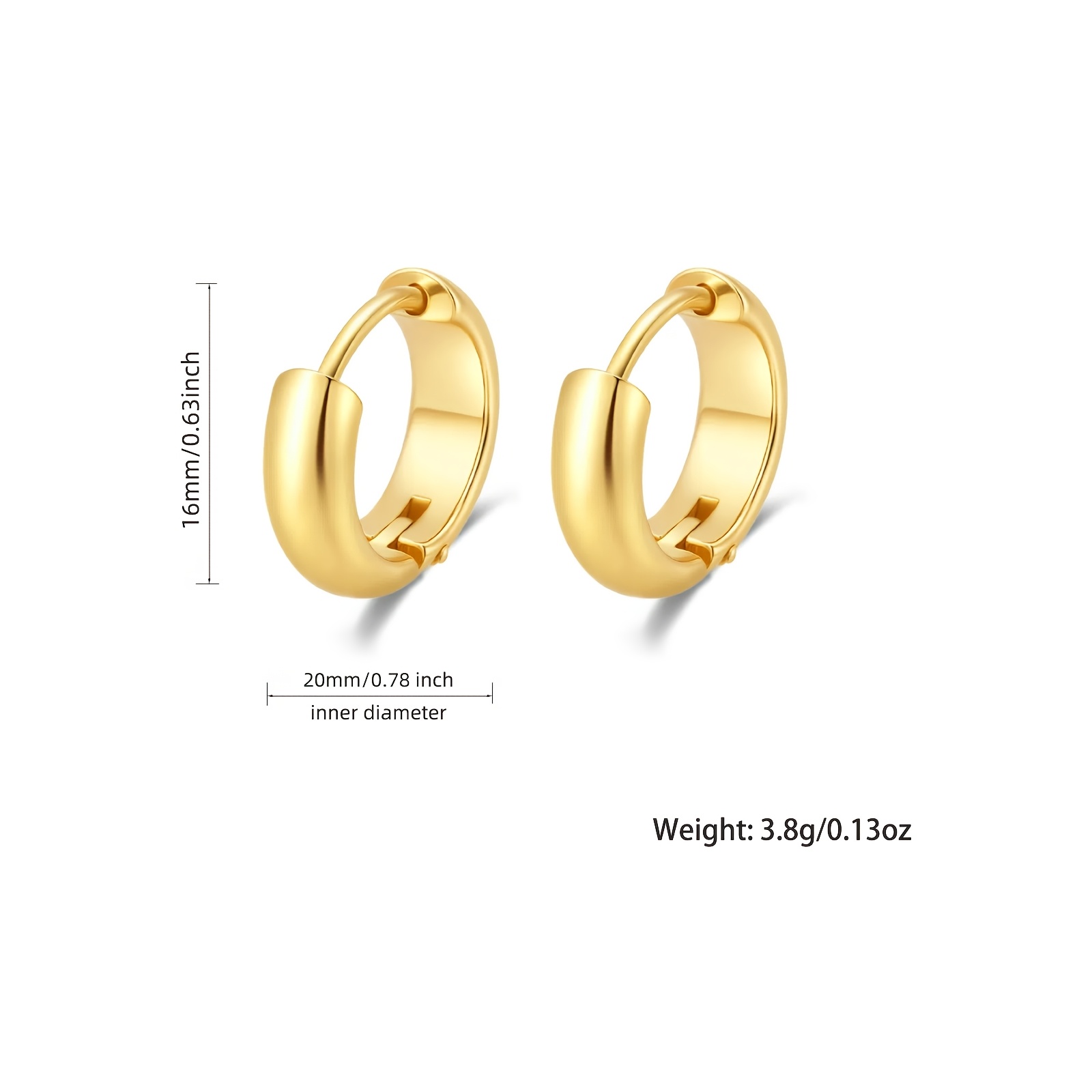 Unisex 18K Gold Plated Classic Style Earrings