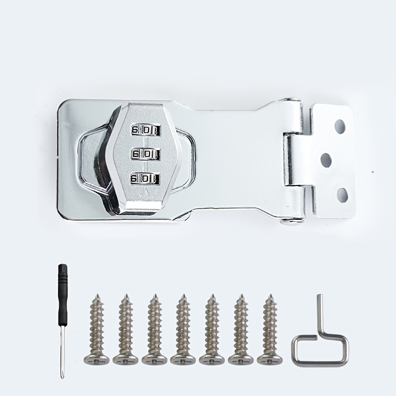 TEMU 11pcs/1 Set Heavy-duty Alloy Combination Lock, Door Lock Latch, Cabinet Door Drawer Combination Lock, No Key Required, With Screws And