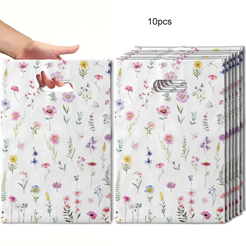 Cute Floral Gift Bags, 6.3in X 9.8in Small Gift Packaging Tote Bags