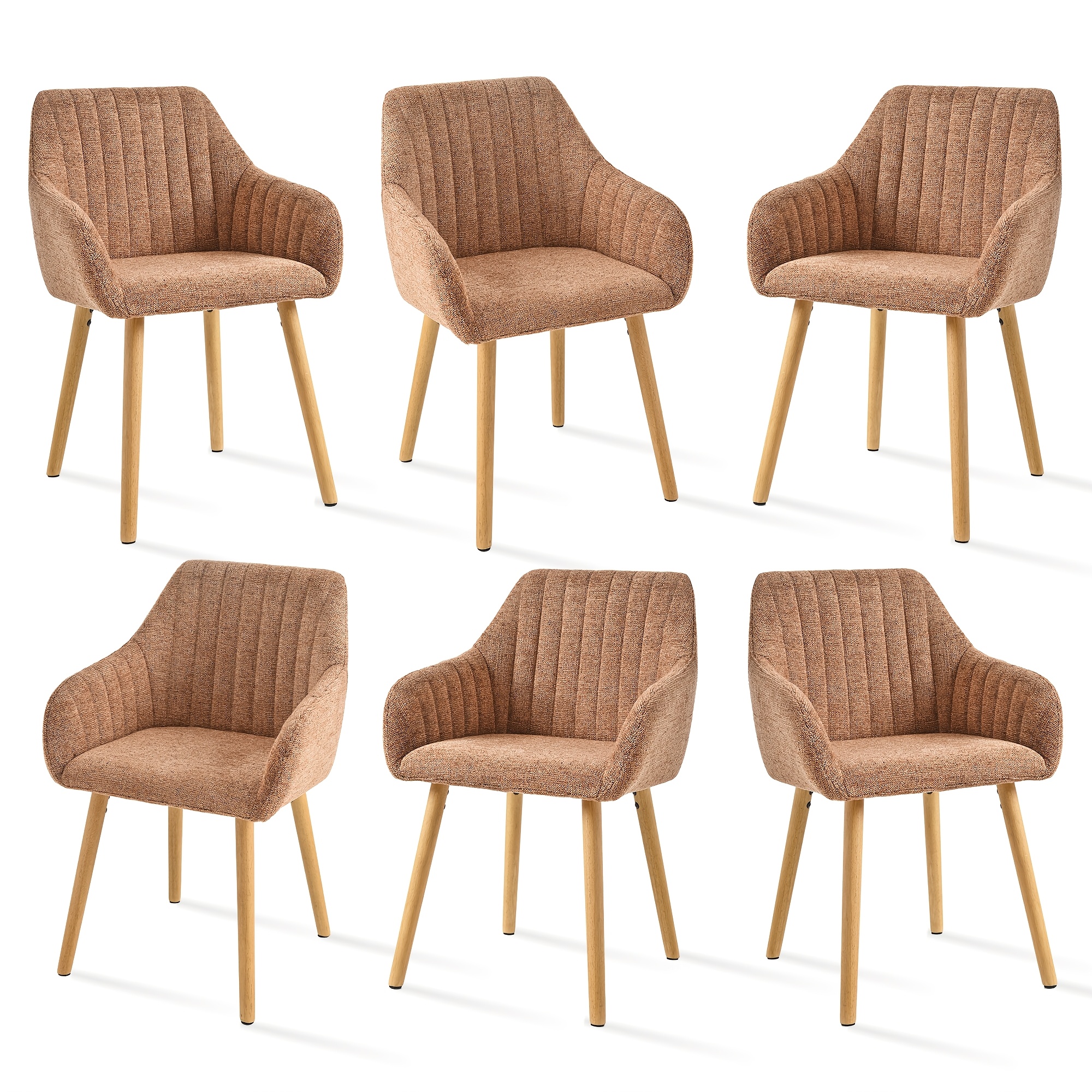 TEMU Modern Minimalist Chenille Dining Chairs, Ergonomic Backrest & Armrests, Wooden/metal Legs Options, For Home Dining Room, Set Of 2/4/6