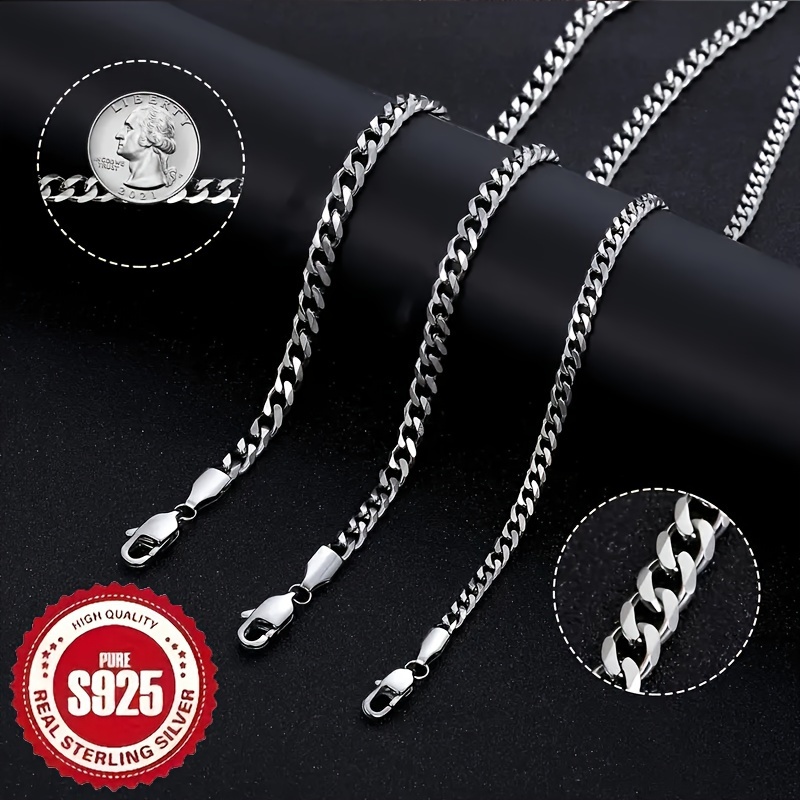 

Cuban Link Chain For Men Silver Chain For Men 925 Sterling Silver Necklace For Men Women Cuban Chain Necklace Silver Width 4/6mm Mens Chain Necklaces 18, 20, 22, 24, Inch