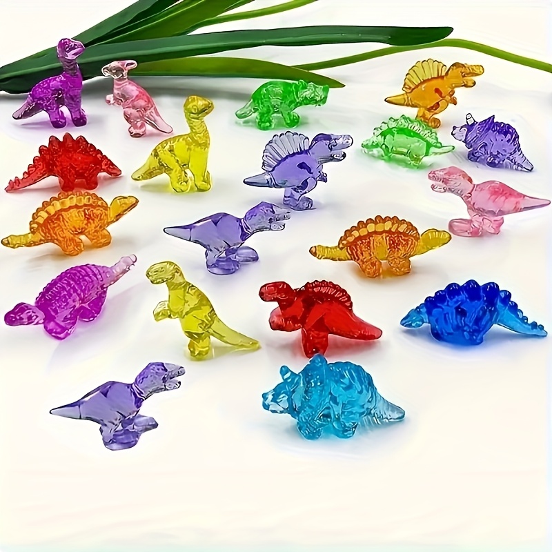 

20pcs Assorted Color Acrylic Dinosaur Toys, Novelty Animal Party Favors, Mixed Color, Dinosaur Figurines Decorations For Party Supplies And Craft Displays