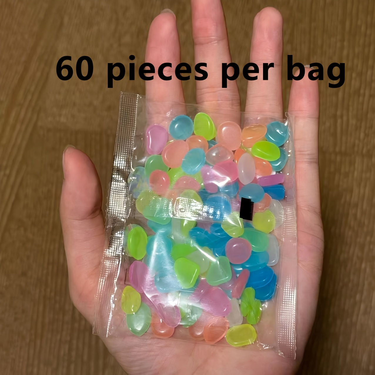 TEMU 60個/0.07.3cm-1.5cm/0.51インチ-0.59インチ 特大蓄光石 —— 水槽、水辺の結婚式、ハロウィン装飾、、水槽、植木鉢、庭の小道の幻想的な装飾に最適 | 屋内・屋外の雰囲気作りに使えるな蓄光石、オール対応、池用装飾石、小さなホリデーギフト、中庭用装飾石