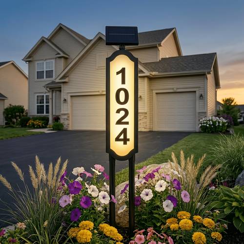 item picture 40 2 solar lawn address sign lamp double pole reinforced design ip44 rainproof dusk activated house number light solar address plate for garden mailbox lighting dual installation wall mount ground plug in