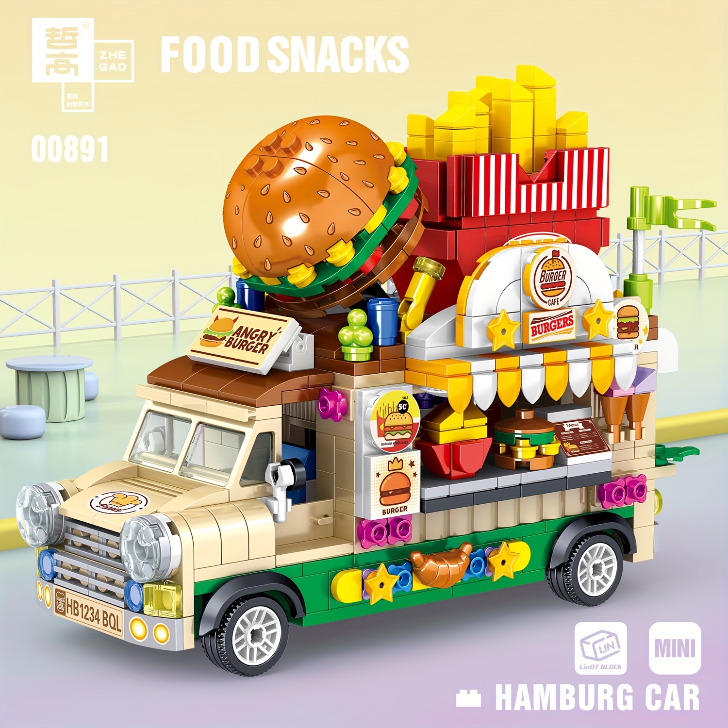 Mini Building Blocks Food Truck Set Creative Model Toy Festive Gift