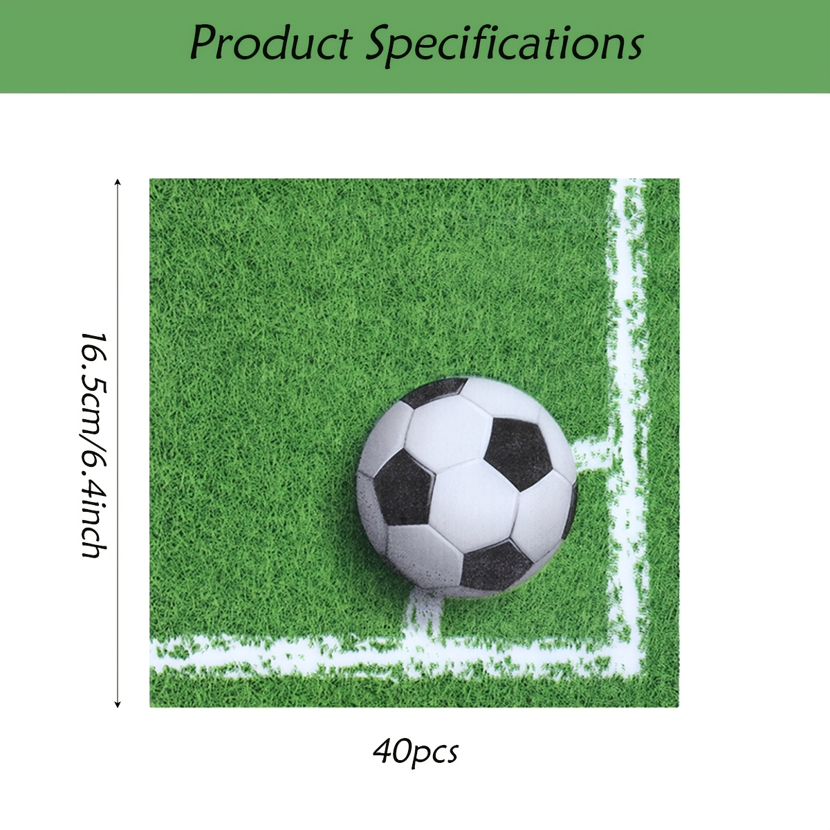 Image of 20pcs/40pcs Football Theme Disposable Party Green Napkins, Soccer Field Printed Serviettes Tableware For Restaurant Party