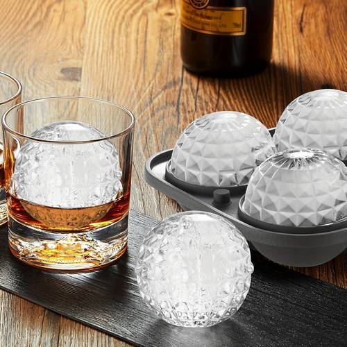 diamond cube of ice tray large black silicone whiskey ice molds 3d spherical ball molds with funnel for bourbon whiskey and more elegant whiskey gift for men parties and bars