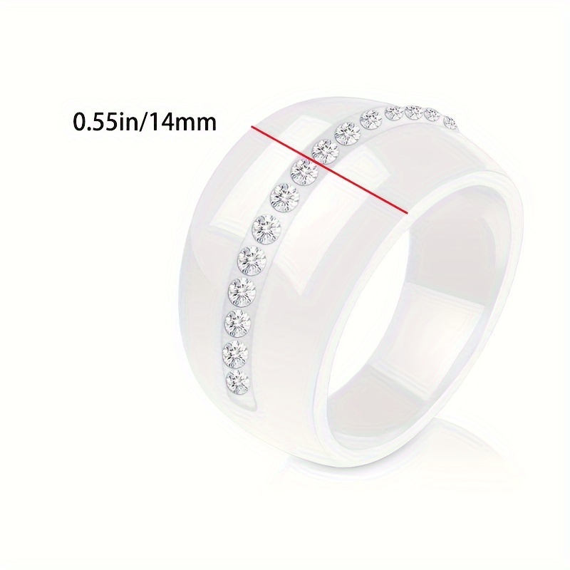 Ceramic Ring 14MM Geometric Band Unisex Statement Jewelry with CZ