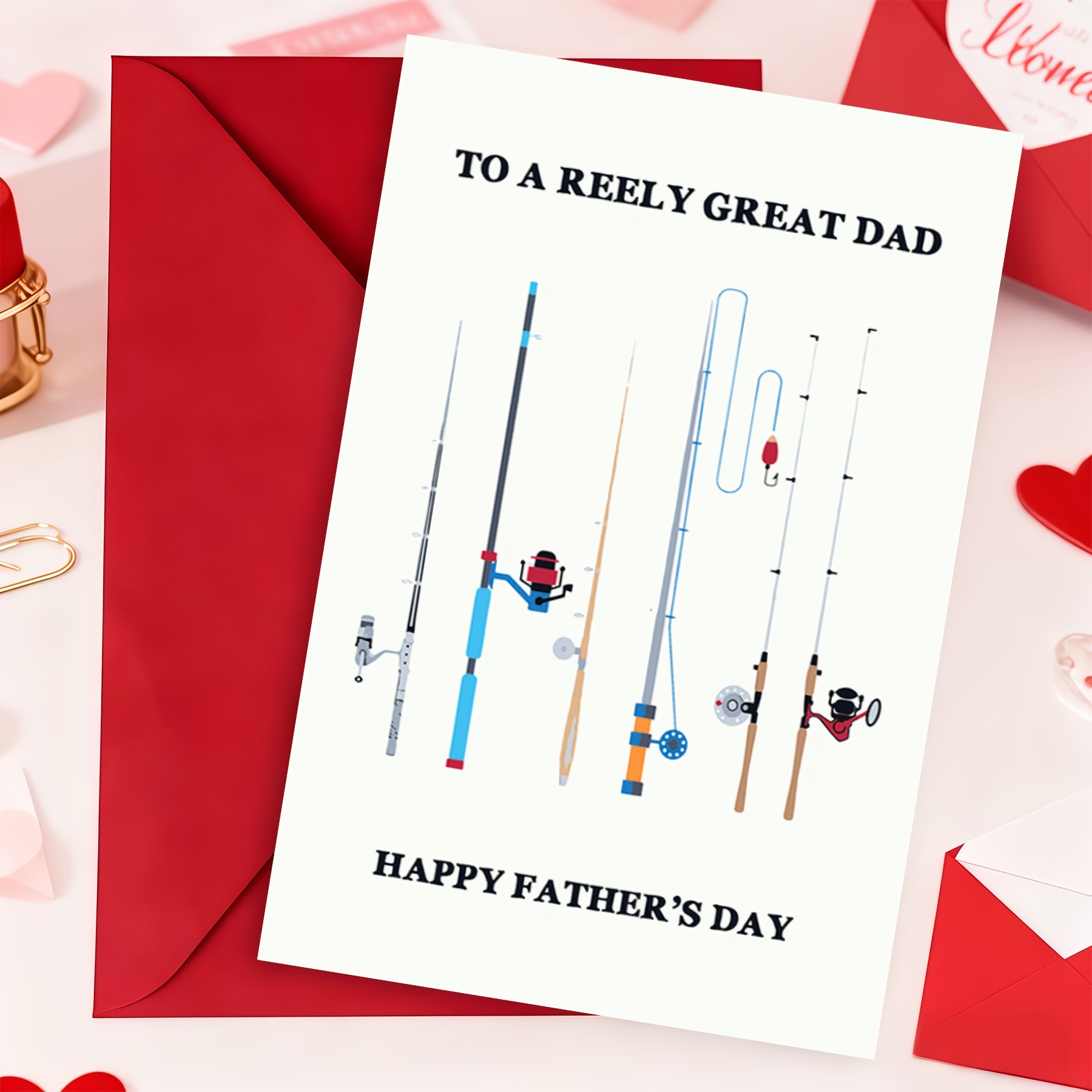 TEMU Funny Fishing Themed Father's Day Card, "to A Great Dad" Pun Card, Fishing Lover Dad Appreciation Card With Envelope