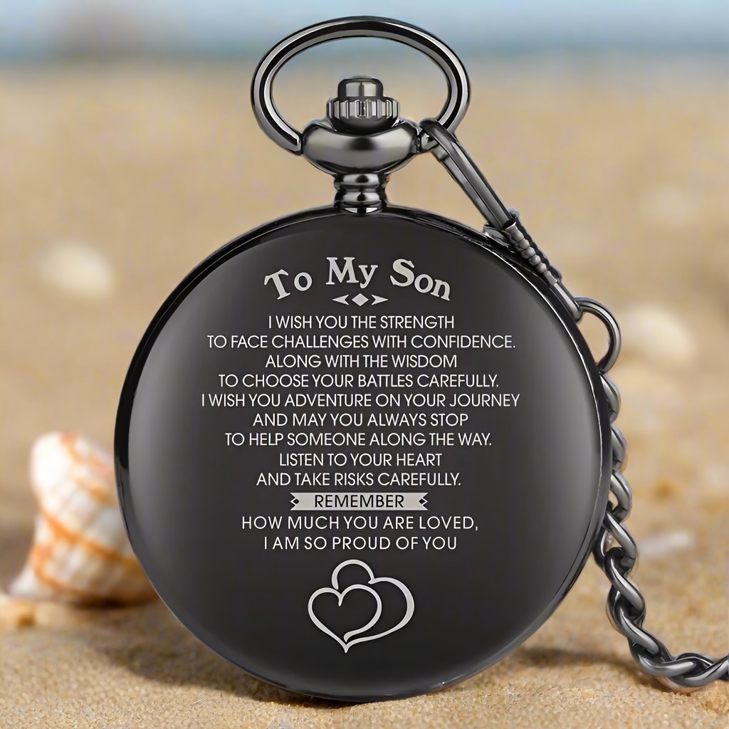 Black Pocket Watch with Engraving Engraved Pocket Watch – Personalized Gift for Him Canada  main image 3