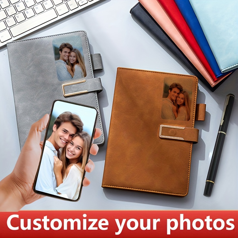 

Custom Photo & A5 Notebook - Personalized Softcover Journal, Office Diary With Vintage Closure, Ideal For And Meeting Notes, Diary, Meeting Records, Gift Customization