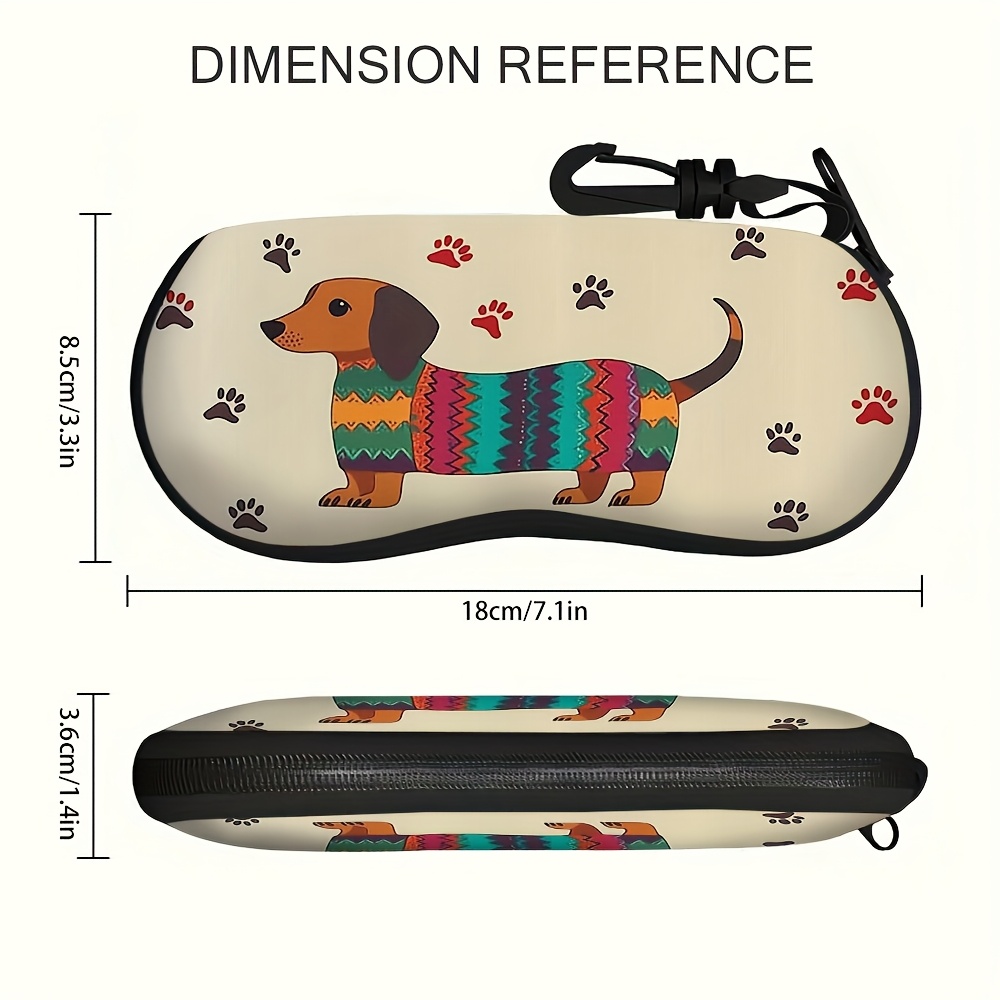 TEMU Estuche para Gafas con Ilustración de Dachshund Lindo en 2D , 1 Pieza, y Protector, Regalo para y , 2D